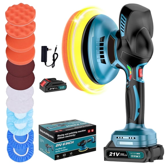 Cordless Car Buffer Polisher, 6 Inch Dual Action Polisher Kit, 6 Variable Speed 5500RPM Car Buffer Polisher, for Car Detailing