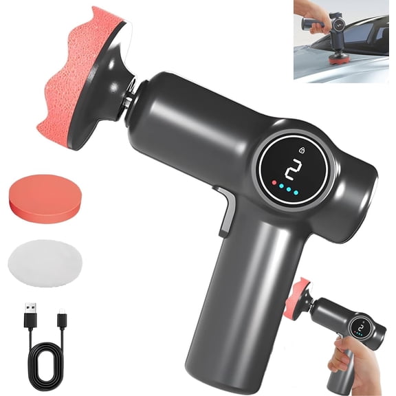Cordless Car Buffer Polisher, Rechargeable Car Waxing and Polishing Machine, for Household Auto Scratch Repair (A set)