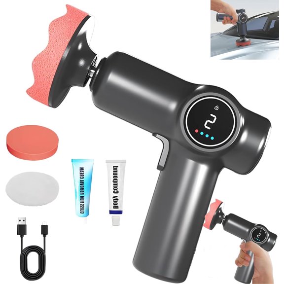 Cordless Car Buffer Polisher, Rechargeable Car Waxing and Polishing Machine, for Household Auto Scratch Repair (B set)