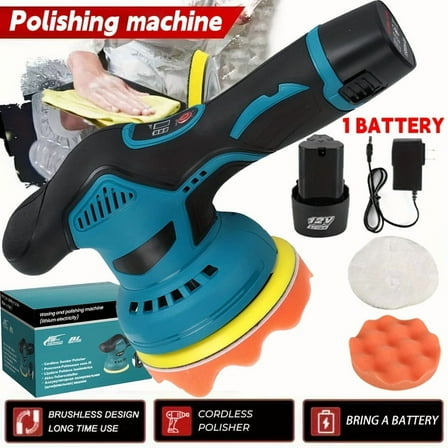 Cordless Car Polisher, Car Polishing Kit, with Battery, 8 Gears, Up to 5000 RPM, 5-inch Grinding Screen Button, for Car Detailing/scratch Removal