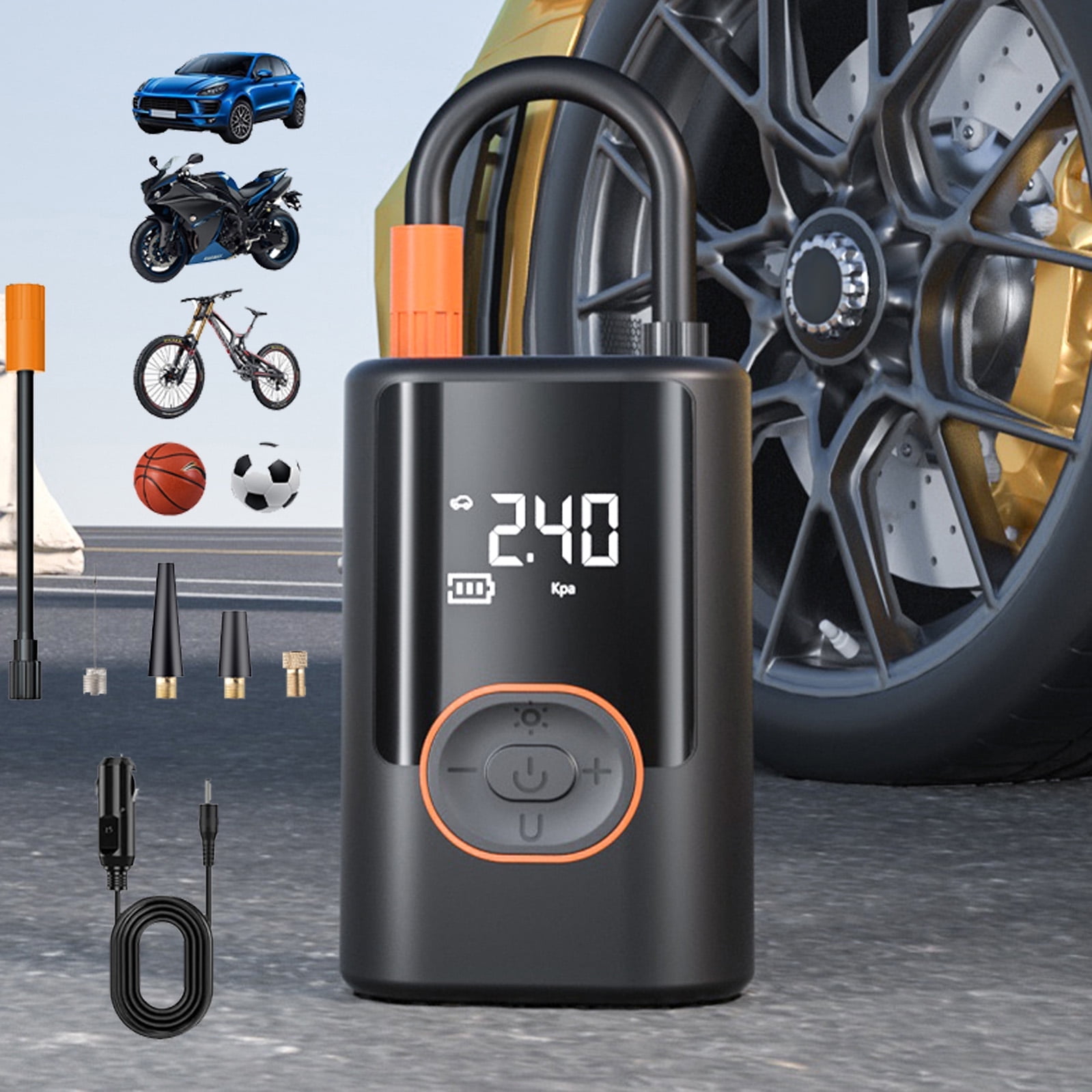 Amooca Cordless Tire Inflator - 150 PSI Portable Air Compressor With 20000mAh Battery & Emergency Light - View #10