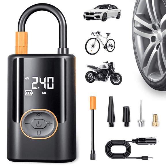 Cordless Car Tire Inflator Portable Air Compressor, Fast Inflation Smart Electric Air Pump for Car with LED Light & Digital Pressure Gauge.150PSI