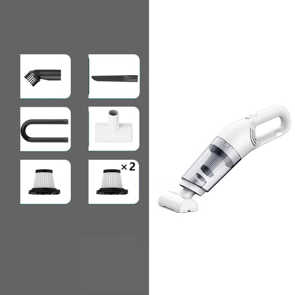 Cordless Car Vacuum Cleaner, High Power Handheld Rechargeable Vacuum for Home & Auto Interior, Plastic (White)