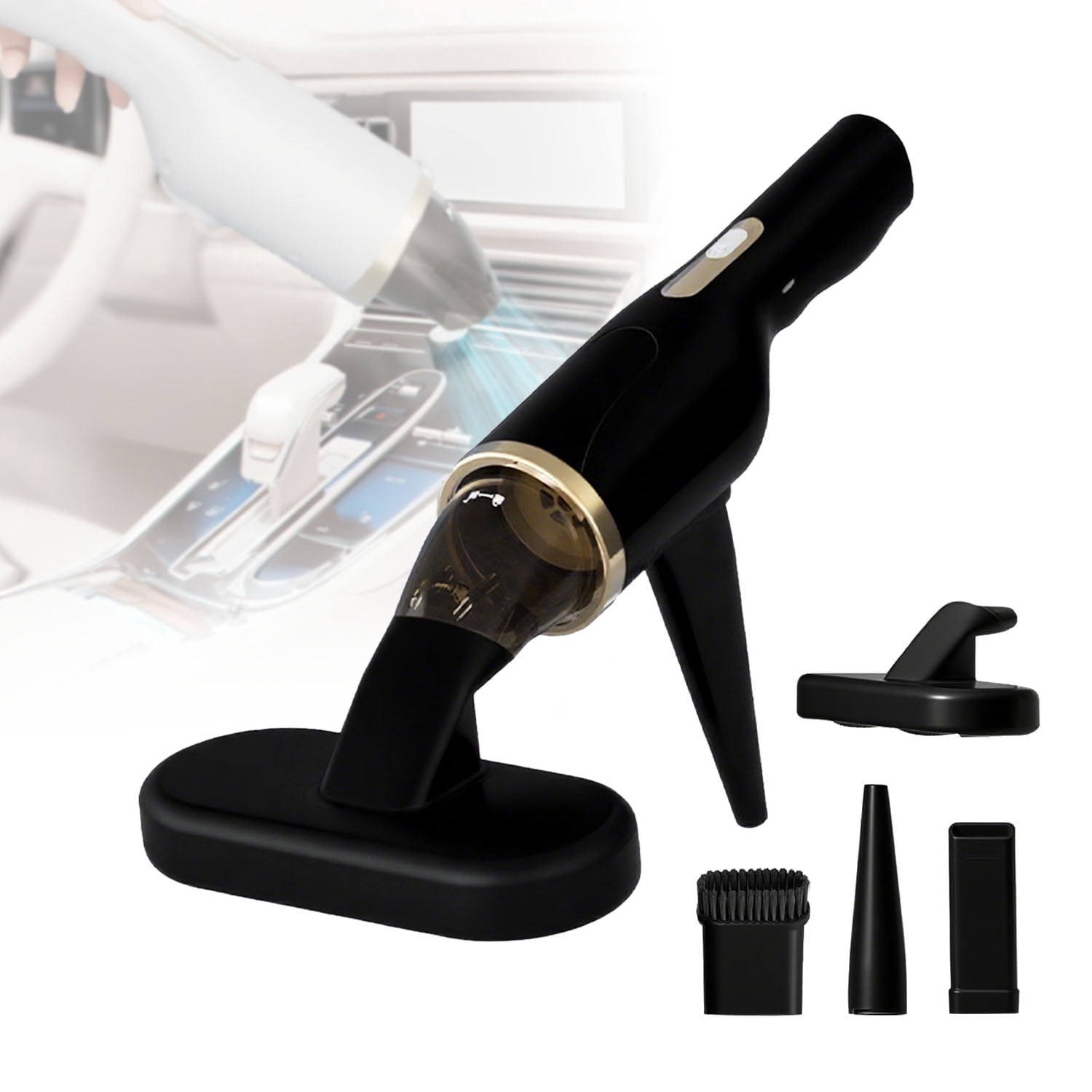 Cordless Car Vacuum Cleaner with UV Light, 2-in-1 Suction & Blower, Mini Handheld Vacuum with HEPA Filter, LED Light, USB-C Rechargeable, 4 Nozzles for Deep Cleaning Home, Sofa, Pet Hair, Keyboard