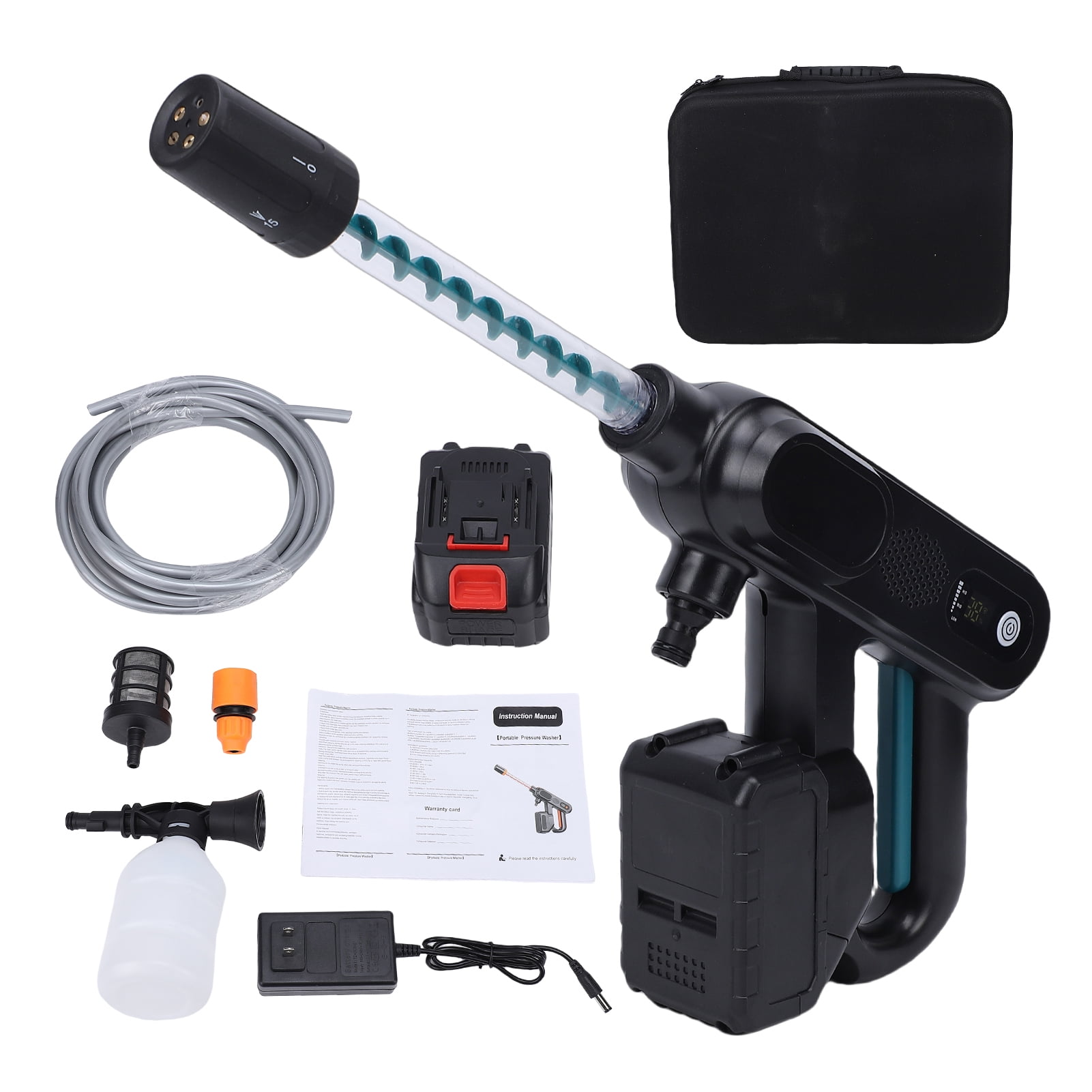 Cordless Car Wash Cordless Portable Brushless Power Washer for Car Patio Garden Outdoor with Foam Cannon Batteries and Charger