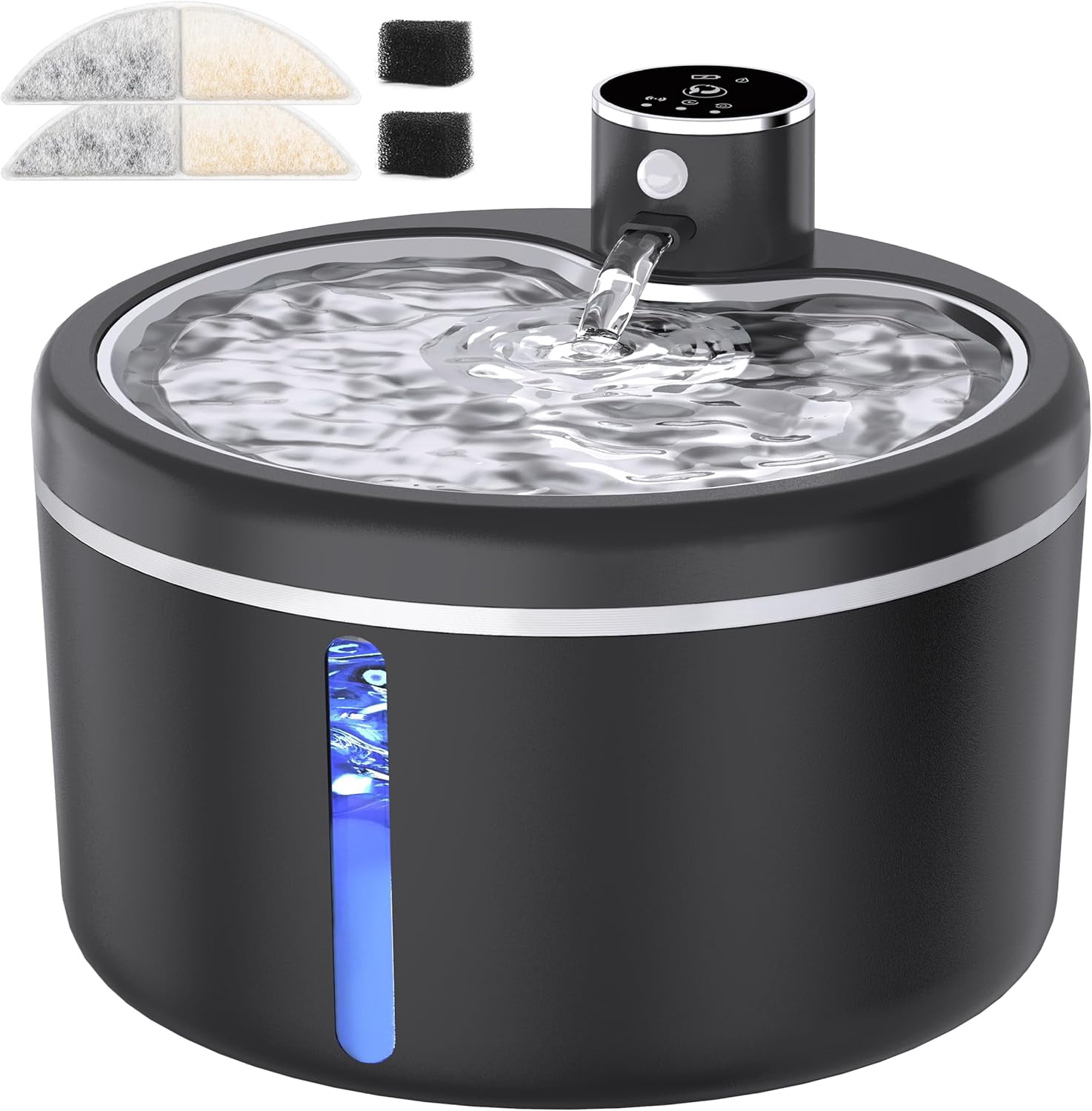 Cordless Cat Water Fountain 108oz 3L Stainless Steel Motion Sensor Battery Operated Pet Drinking Fountain
