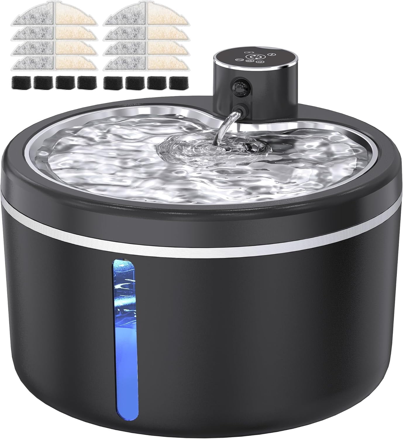 Cordless Cat Water Fountain 108oz 3L Stainless Steel Motion Sensor Battery Operated Pet Drinking Fountain