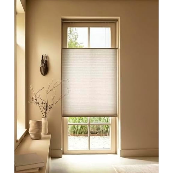 Cordless Cellular Blinds, Top Down Bottom Up Shades, Honeycomb Blinds for Indoor Windows, 9/16" Cell, Light Filtering Shades, Design Print, Moonbeam 53.5"(W) x48(H)