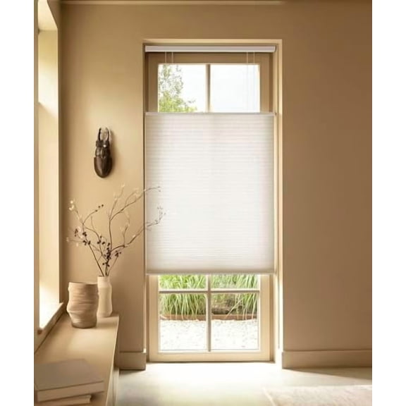 Cordless Cellular Blinds, Top Down Bottom Up Shades, Honeycomb Blinds for Indoor Windows, 9/16" Cell, Light Filtering Shades, Whitecaps 46.5"(W) x72(H)