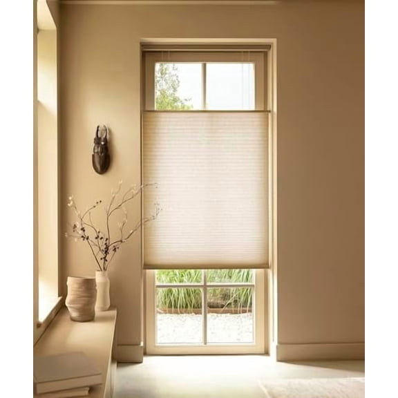Cordless Cellular Blinds, Top Down Bottom Up Shades, Honeycomb Blinds for Indoor Windows, 9/16" Cell, Light Filtering Shades, Sandshell 50"(W) x72(H)