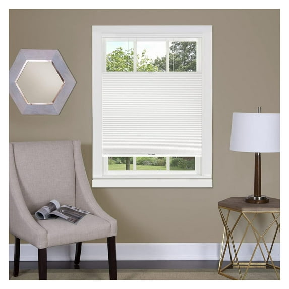 Cordless Cellular Pleated Window Shades - 31 Inch Width, 64 Inch Length - White - Light Filtering Top-Down Honeycomb Pull Down Blinds for Windows and Skylights by Achim Home Decor