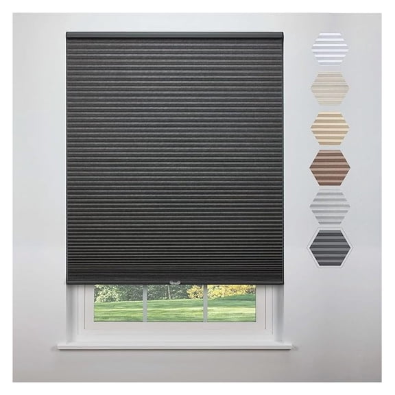 Cordless Cellular Shades 36x66 inch, Blackout Window Shades Dark Grey - Light Filtering, Privacy, Energy Saving - Easy Install for Bedroom, Living Room