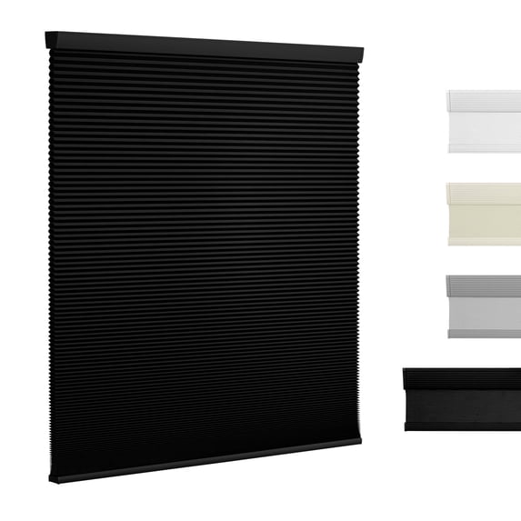 Cordless Cellular Shades - Blackout, Thermal Insulated & Noise Reducing for Windows and French Doors,Blackout Black,35.5"W X 72"H