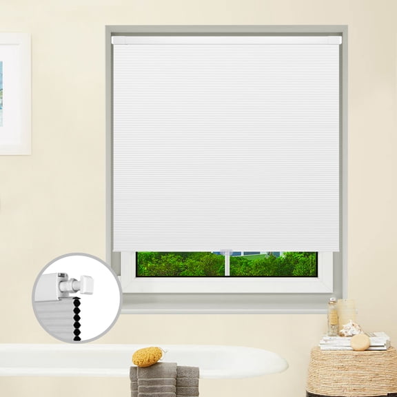 Cordless Cellular Shades No Drill No Tools Blinds Blackout Honeycomb Blinds for Windows Easy to Install Custom Cellular Blinds Privacy Window Blinds Shades, 55"W x 72"L, Blackout White