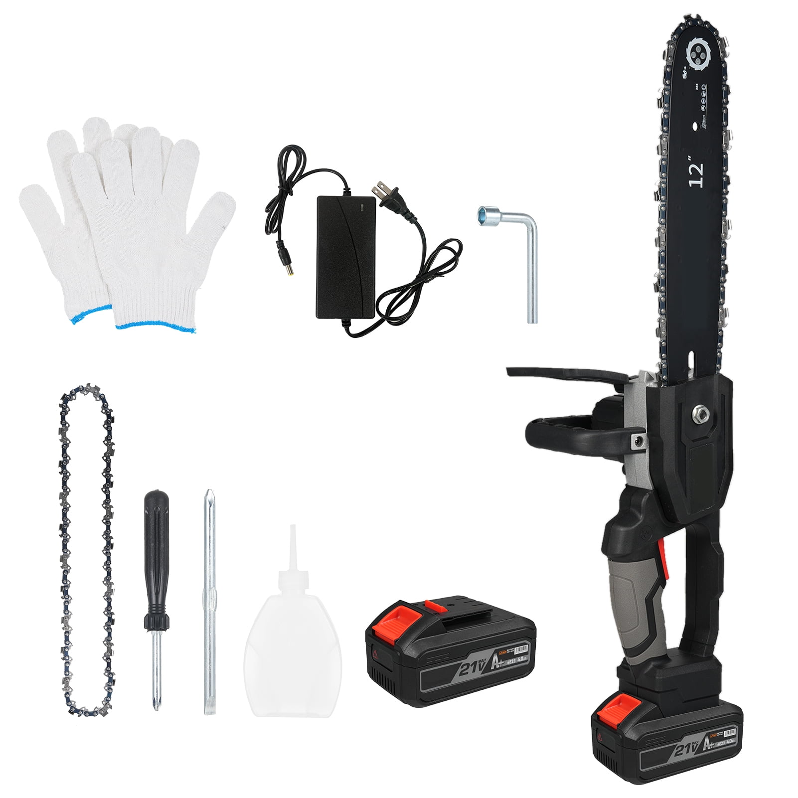 Cordless Chainsaw, 12 INCH Electric Chainsaw, Battery Powered, Wood