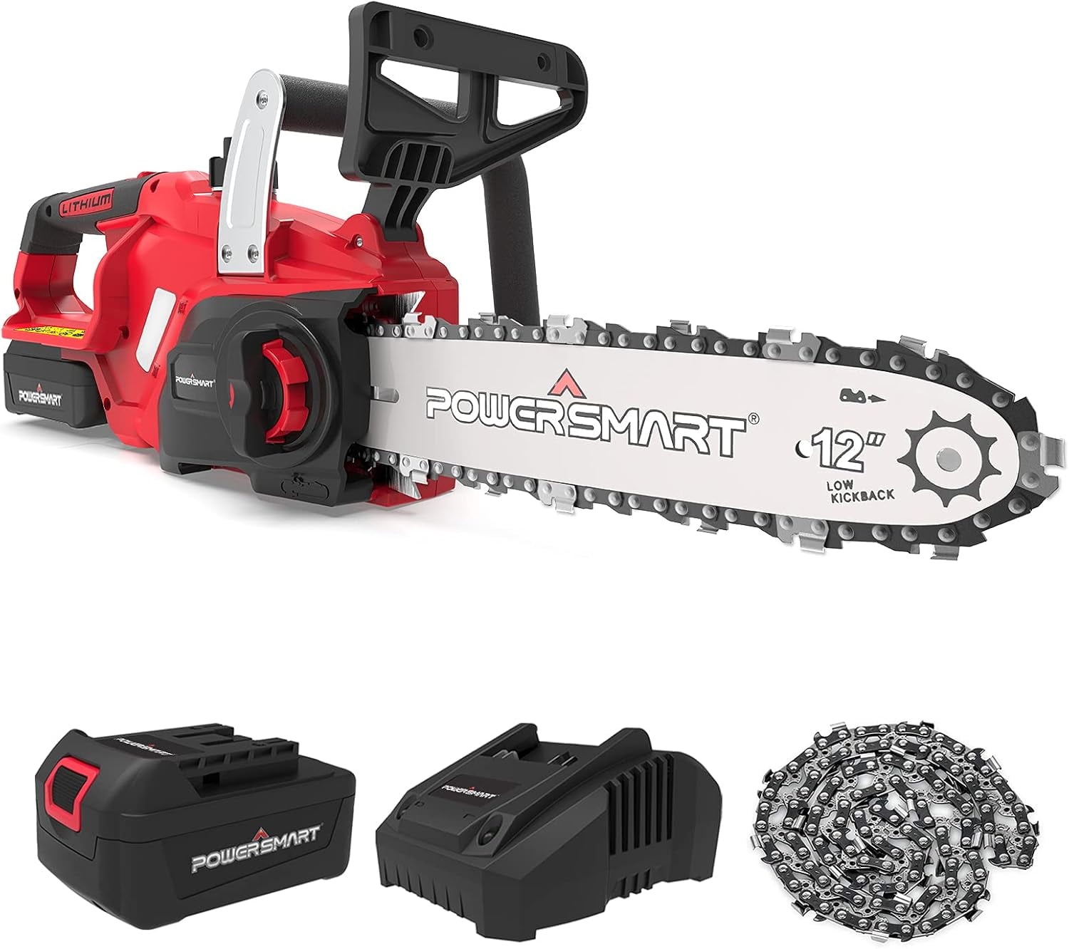 Cordless Chainsaw, 20V 12-Inch Electric Chainsaw with Auto Chain Tension & Lubrication, Battery Powered Chain Saw For Wood Cutting & Trimming (4Ah Battery And Fast Charger Included)