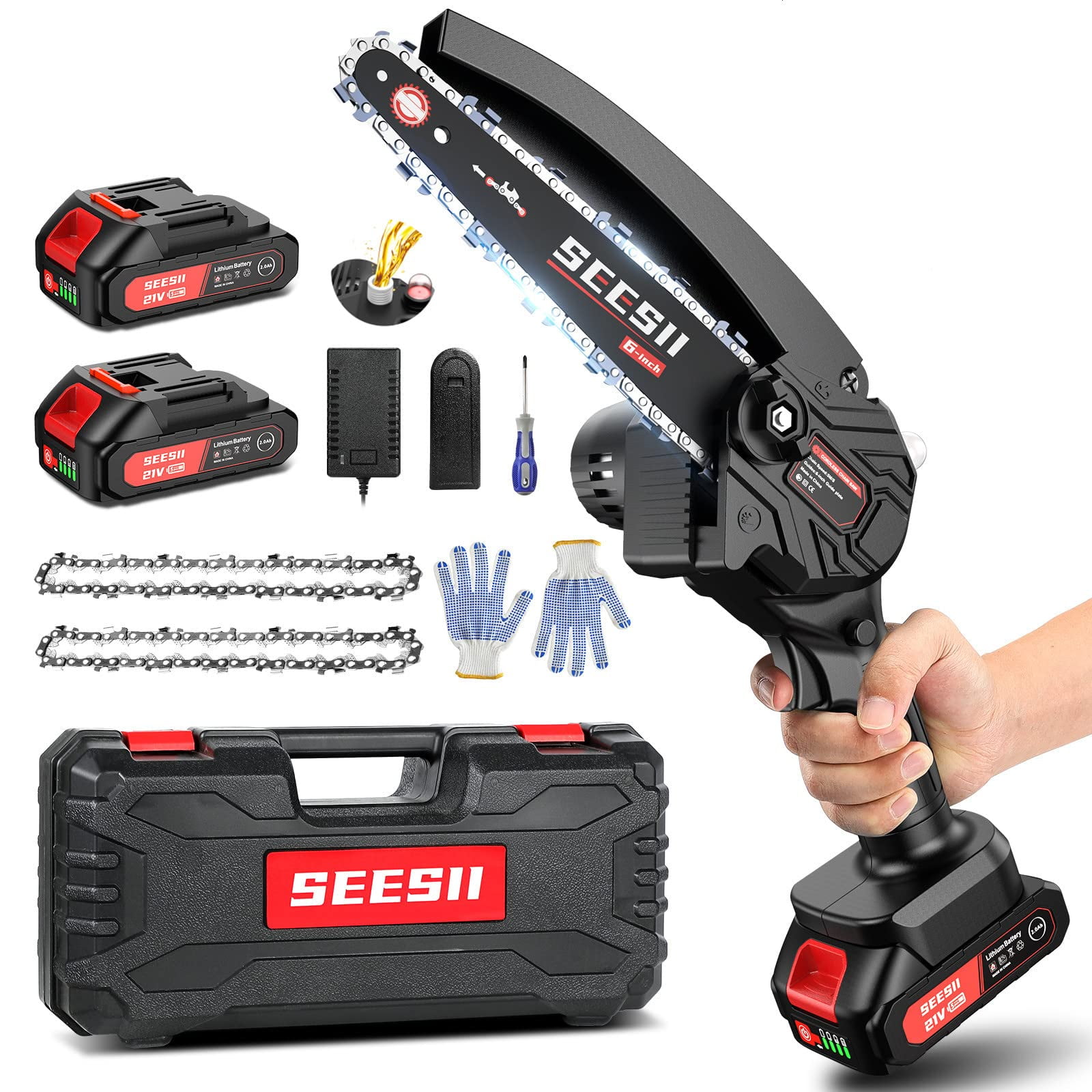 Cordless Chainsaw 6 inch with Auto-oil System [Newly Upgraded