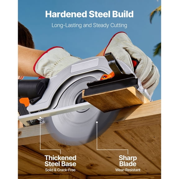 Cordless Circular Saw 6-1/2 Inch Blade 4700 RPM Brushless Motor 0-45 Degree Bevel LED Light Electric Saw Kit with Battery and Charger for Wood Cutting