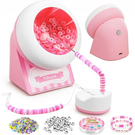 Cordless Clay Bead Spinner, Electric Bead Spinner for Jewelry Making, Bead Bowl for Clay Beads with Needle and Thread, Making Waist Beads, Bracelets or Necklaces