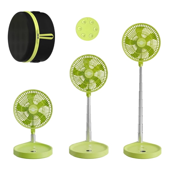 WindBillion 10 in Portable Rechargeable Fan, 2-in-1 Foldable Desk and Floor Fan, 16000mAh, 5 Speeds, Green