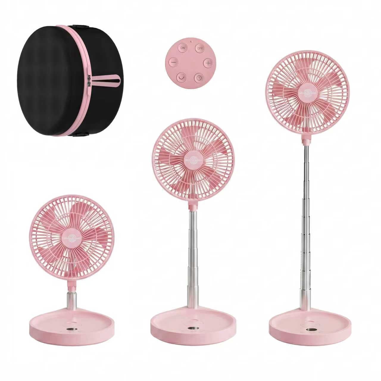 WindBillion 10 in Portable Rechargeable Fan, 2-in-1 Foldable Desk and Floor Fan, 16000mAh, 5 Speeds, Pink