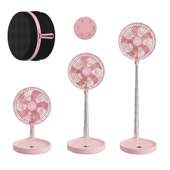 WindBillion 10 in Portable Rechargeable Fan, 2-in-1 Foldable Desk and Floor Fan, 16000mAh, 5 Speeds, Pink