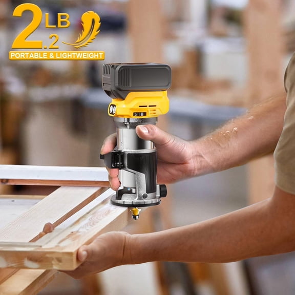 Cordless Compact Router Compatible with DeWalt 20V Battery (Bare Tool), 6 Variable Speeds Router Tool for Woodworking, 800W Fixed Base Wood Router