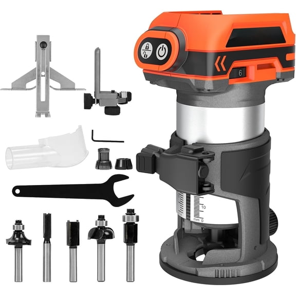 Cordless Compact Router for Makita , Brushless Router with 6 Variable Speeds, 30000 RPM for Woodworking, Cordless Palm Router Tool with 5 count Router Bits, Dust (Tool Only)
