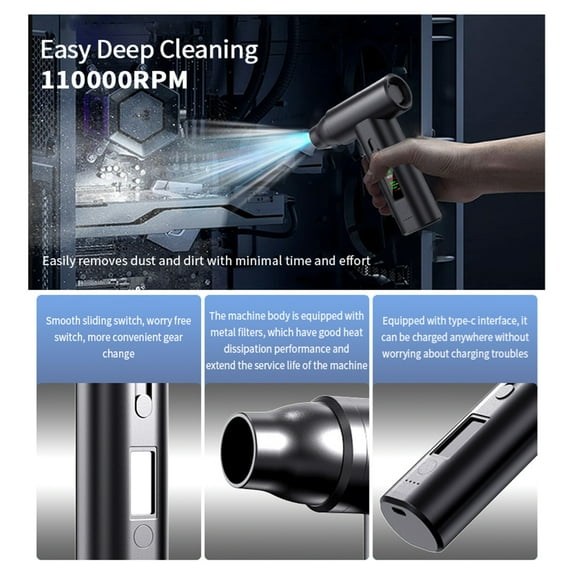 Cordless Compressed Air Duster Rechargeable Cordless Vacuum Cleaner Portable Electric Duster For Computer Keyboard Car Pet House