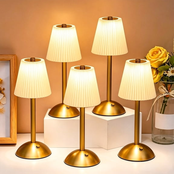 Cordless Crystal Table Lamp Rechargeable Touch Lamp, 3 Color Dimmable LED Desk Light for Bedroom Living Room Decor - USB-C Charging, Battery Operated, Crystal Shade, Gold, 4 Pack