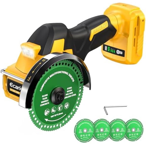 Cordless Cut Off Tool Compatible with DeWalt 20V Battery, 4" Circular Saw Brushless Motor with Blades, 18,000 RPM Mini Cut Off Tool Kit for Wood/Metal/Plastic/Tile/Stone Cutting, NO BATTERY