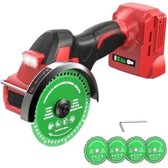 Cordless Cut Off Tool Compatible with Milwaukee 18V Battery, 4" Circular Saw Brushless Motor with Blades, 18000 RPM Mini Cut Off Tool Kit for Wood/Metal/Plastic/Tile/Stone Cutting, NO BATTERY