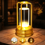JIMIMORO Gold LED Cordless Table Lamp, 2000mAh Rechargeable, Touch Control, 3 Color Modes Stepless Dimming, Portable Indoor Outdoor