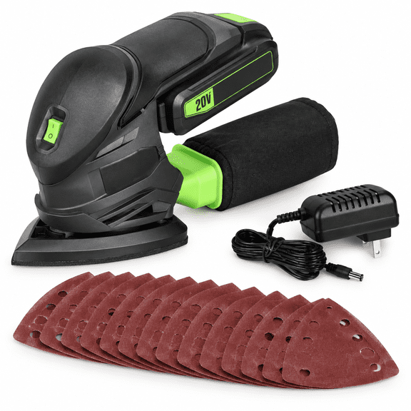 Cordless Detail Sander with 20 Sandpapers, 13.19 x 6.57 x 3.86 in