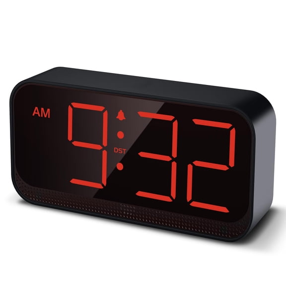 Cordless Digital Alarm Clock with Large Red Numbers, Battery Operated Travel Clock for Bedroom, 4 Dimming Levels Compact Design Easy to Carry