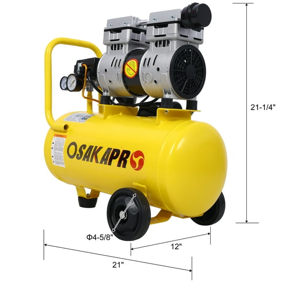 Cordless Drill 1.5HP Silent Oil-Free Air Compressor 8 Gallon, Oil-Free, Electric Shop Air Compressor Portable,Lightweight with Wheels, 70 dBA Noise Level, with Automatic Drain Valve,Yellow,Power Dril
