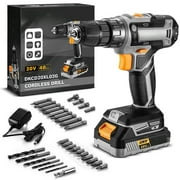 Cordless Drill 20V Electric Power Drill with 1.5AhLithium-ion Battery and Charger, Two Variable Speed and 18+1 Torque Settings,Easy Handling,Powerful Performance,for Home Renovation