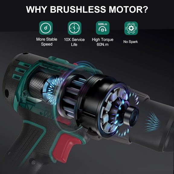 Cordless Drill 20V Max, HYCHIKA Brushless Drill Max Torque 530 In-lbs, 2.0 AH Battery 1H Fast Charger, 21+3 Torque Setting 1/2" Automatic Chuck, 20pcs Drill Bit Set for Home Improvement &  Project