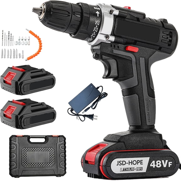 Cordless Drill 21V-2-Speed Lithium-Ion Rechargeable Hand Drill, Lightweight Pistol Grip Design for Home DIY, Electric Screwdriver with Dual Speed Control