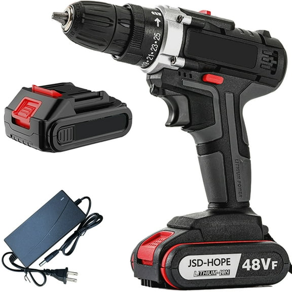 Cordless Drill 21V-2-Speed Lithium-Ion Rechargeable Hand Drill, Lightweight Pistol Grip Design for Home DIY, Electric Screwdriver with Dual Speed Control