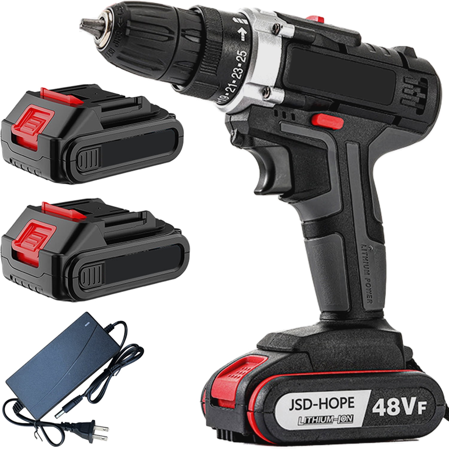 Cordless Drill 21V-2-Speed Lithium-Ion Rechargeable Hand Drill, Lightweight Pistol Grip Design for Home DIY, Electric Screwdriver with Dual Speed Control