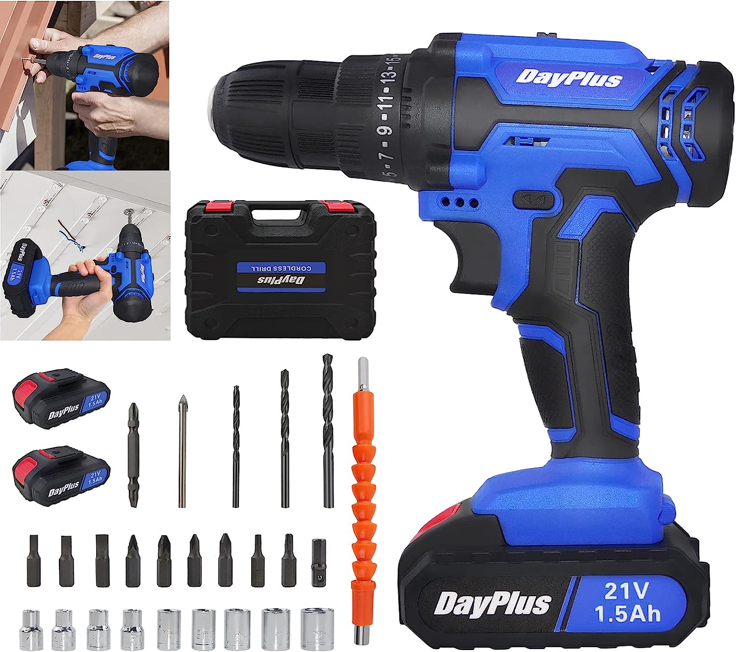 21V Cordless Drill Set Power Drill Driver Impact Drill With Battery Fast Charger, 1x 1500mAh - View #10