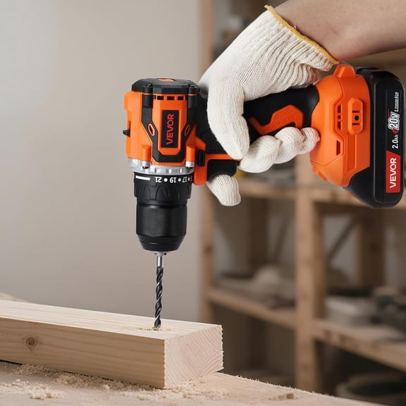 Cordless Drill Driver 20V Brushless Motor 55Nm Torque Dual Speed Variable with Metal Chuck for Wood Metal Drilling