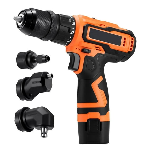 Cordless Drill Driver, 5 In1, Metal Chuck, Dual-Speed Variable, Drill Driver Kit with 2 Lithium Batteries and Charger, Tool Box, for Wood and Metal Drilling, Screw Tightening or Loosening
