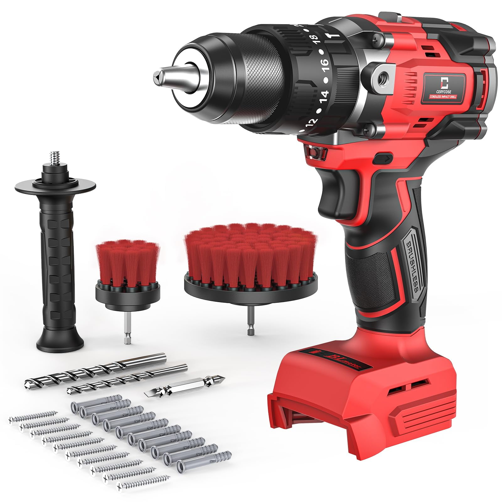 Cordless Drill Driver Cerycose for Milwaukee 18V Battery Electric Power Drill Set Brushless Motor 1 2 inch Keyless Chuck Compact Drill Driver Bits Brush drill Tool 792in lbs No Battery C27 Walmart