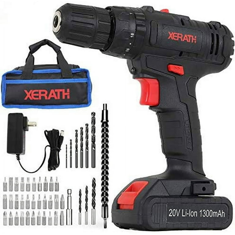 Cordless Drill Driver Kit 20V Max Impact Hammer Drill Set w Lithium Ion Battery Fast Charger 21 1 1 Clutch 330 In lb Torque Variable Speed
