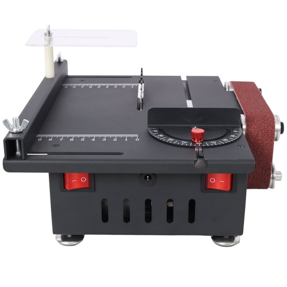 Cordless Drill Mini Table Saw,Belt Sander,4pcs Blades,10pcs Sanding Blet,7 Gear Adjustable 0-90° Angle, Available for Wood/PCB/Acrylic/Plastic,DIY Model Crafts Cutting Tool,Impact Driver