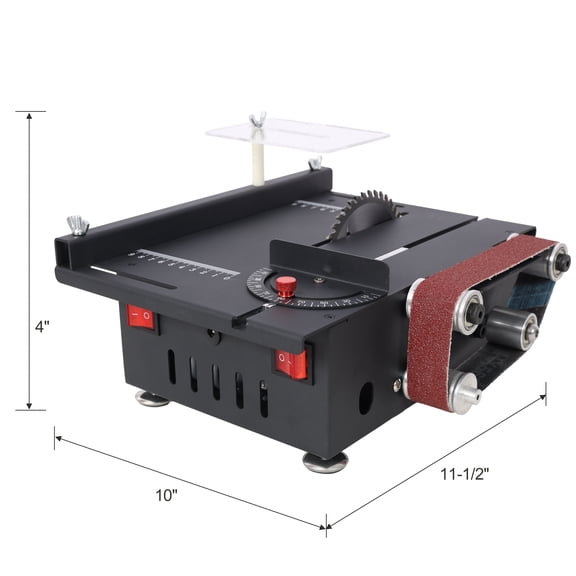 Cordless Drill Mini Table Saw,Belt Sander,4pcs Blades,10pcs Sanding Blet,7 Gear Adjustable 0-90° Angle, Available for Wood/PCB/Acrylic/Plastic,DIY Model Crafts Cutting Tool,Power Drill