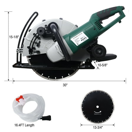 Cordless Drill Portable 14" Wet/Dry Electric Corded Circular Concrete Saw/Power Angle Cutter 2600W w/Water Line & Guide Roller (With Blade)ETL certificate.,Power Drill