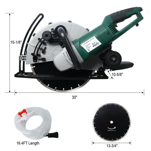 Cordless Drill Portable 14" Wet/Dry Electric Corded Circular Concrete Saw/Power Angle Cutter 2600W w/Water Line & Guide Roller (With Blade)ETL certificate.,Power Drill